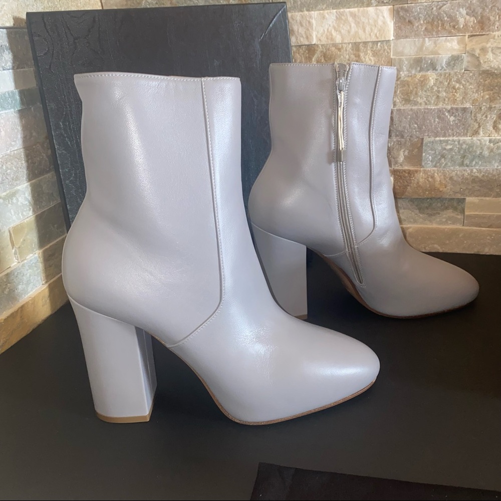 Dries Van Noten Grey Chunk Heel Ankle Boots